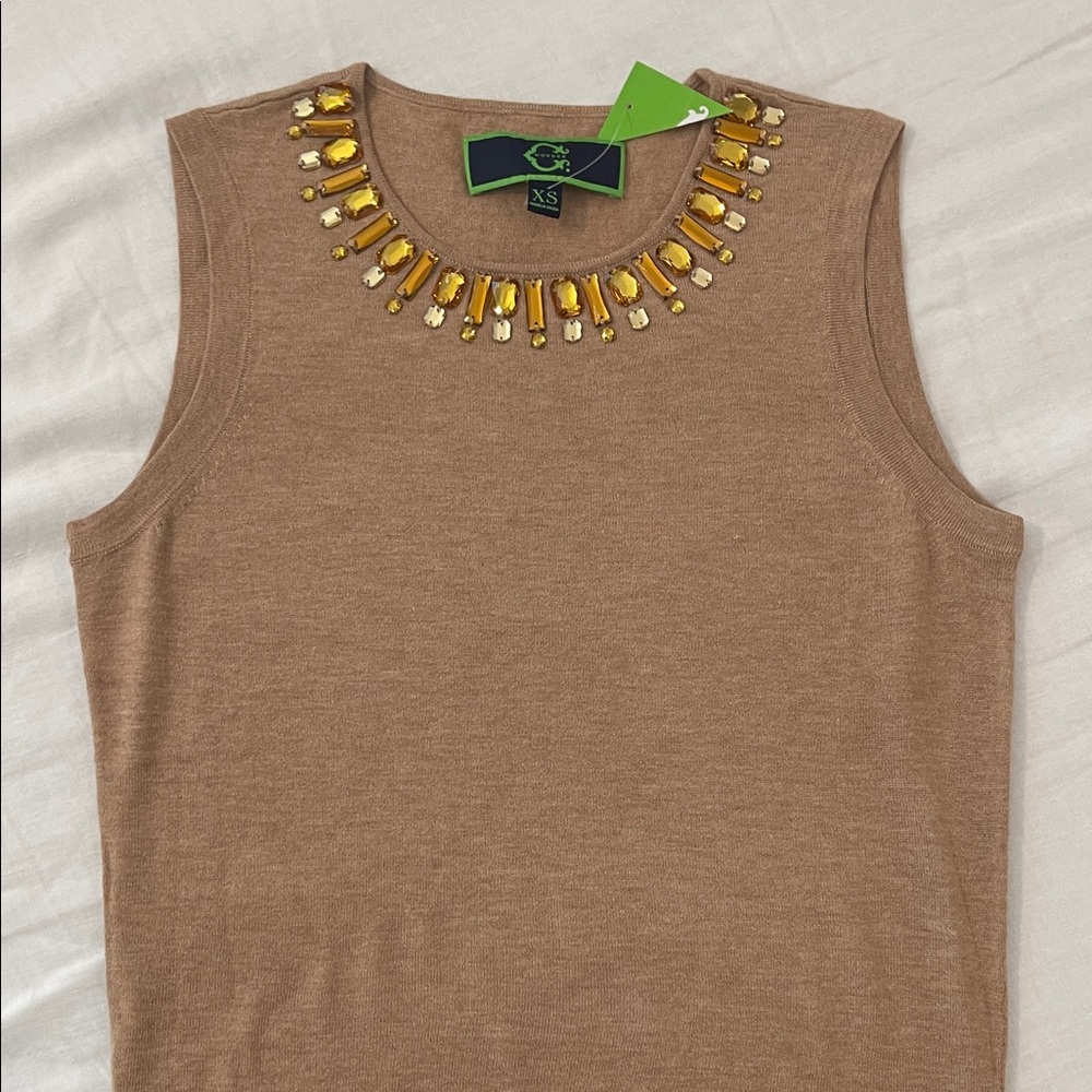 C. Wonder Tan Tank Top with Gold Embellishments